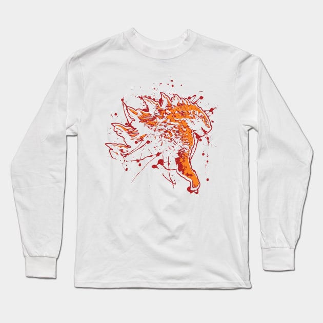 Godzilla 2014 Paint Splatter Hot Design Long Sleeve T-Shirt by DeepFriedArt